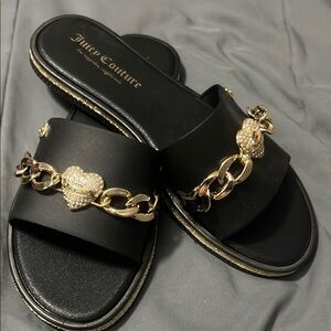 Juicy Couture Black and Gold Women's Slides
